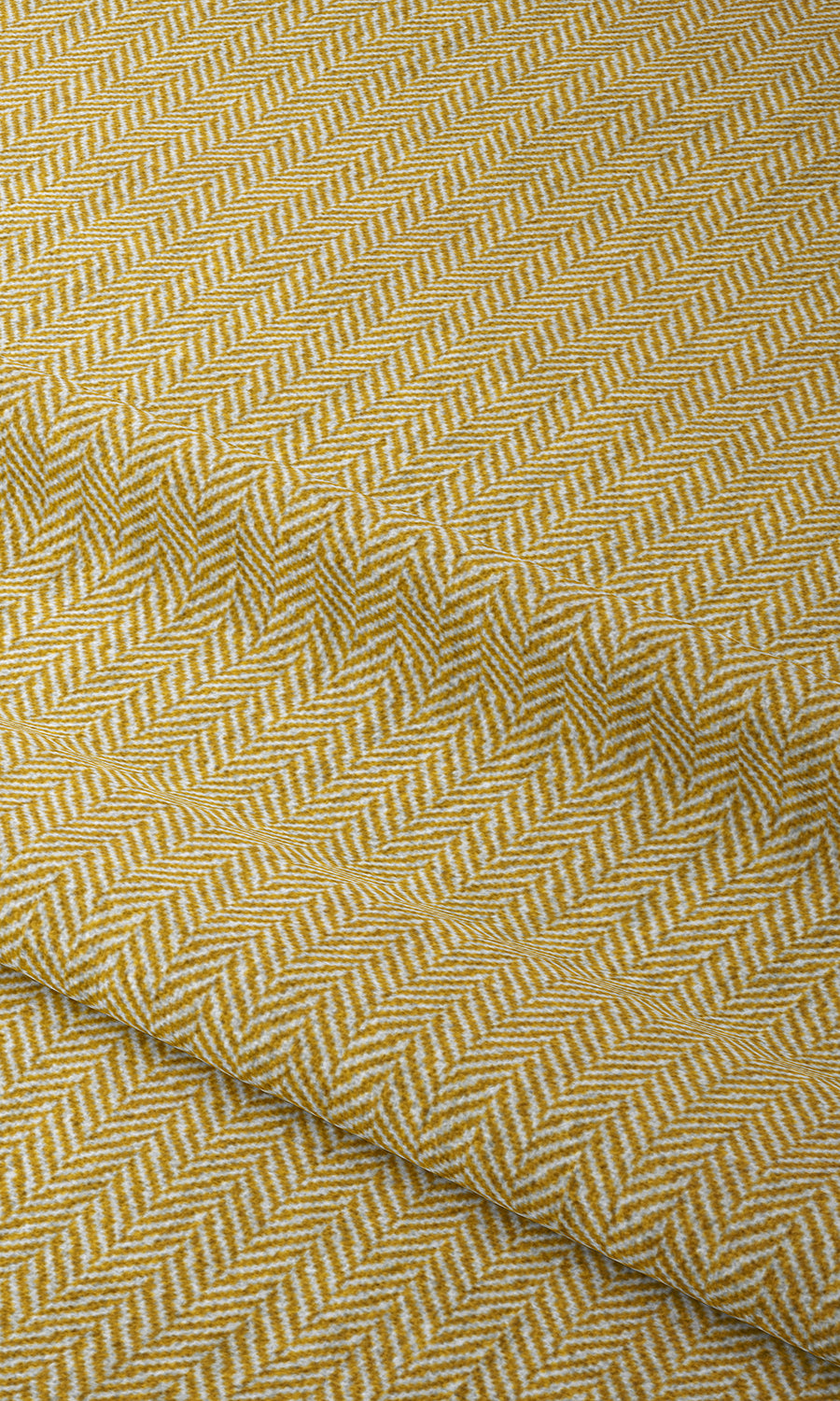 Herringbone Window Treatments Fabric By the Metre (Deep Yellow/ White)