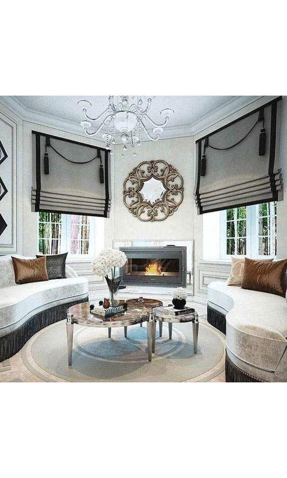 Cotton ribbon trim with window blinds