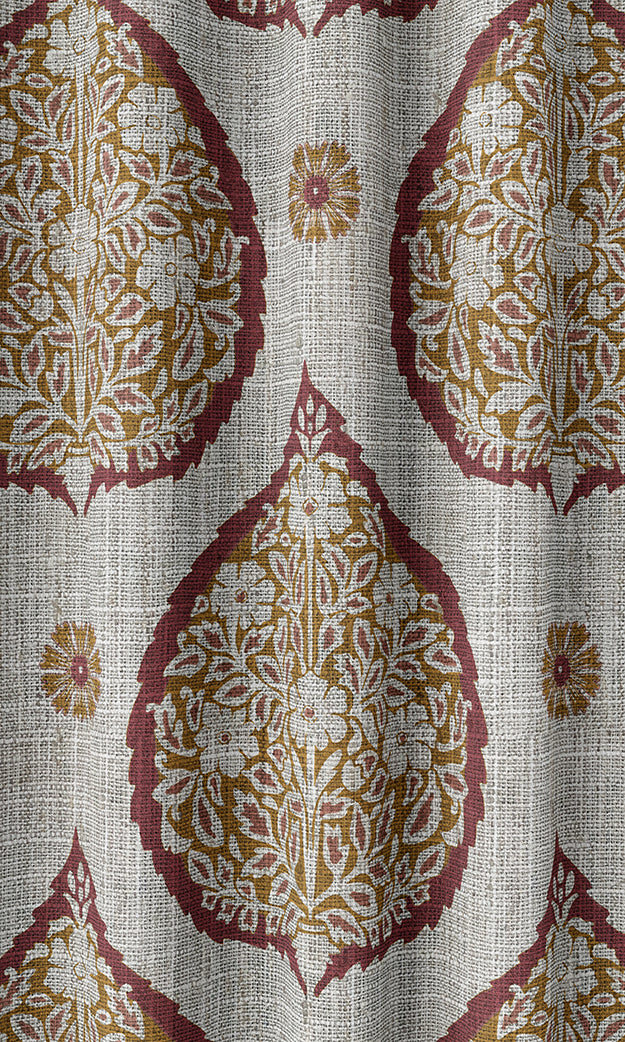 Paisley Home Textile Fabric Material Sample (Red/ Orange)