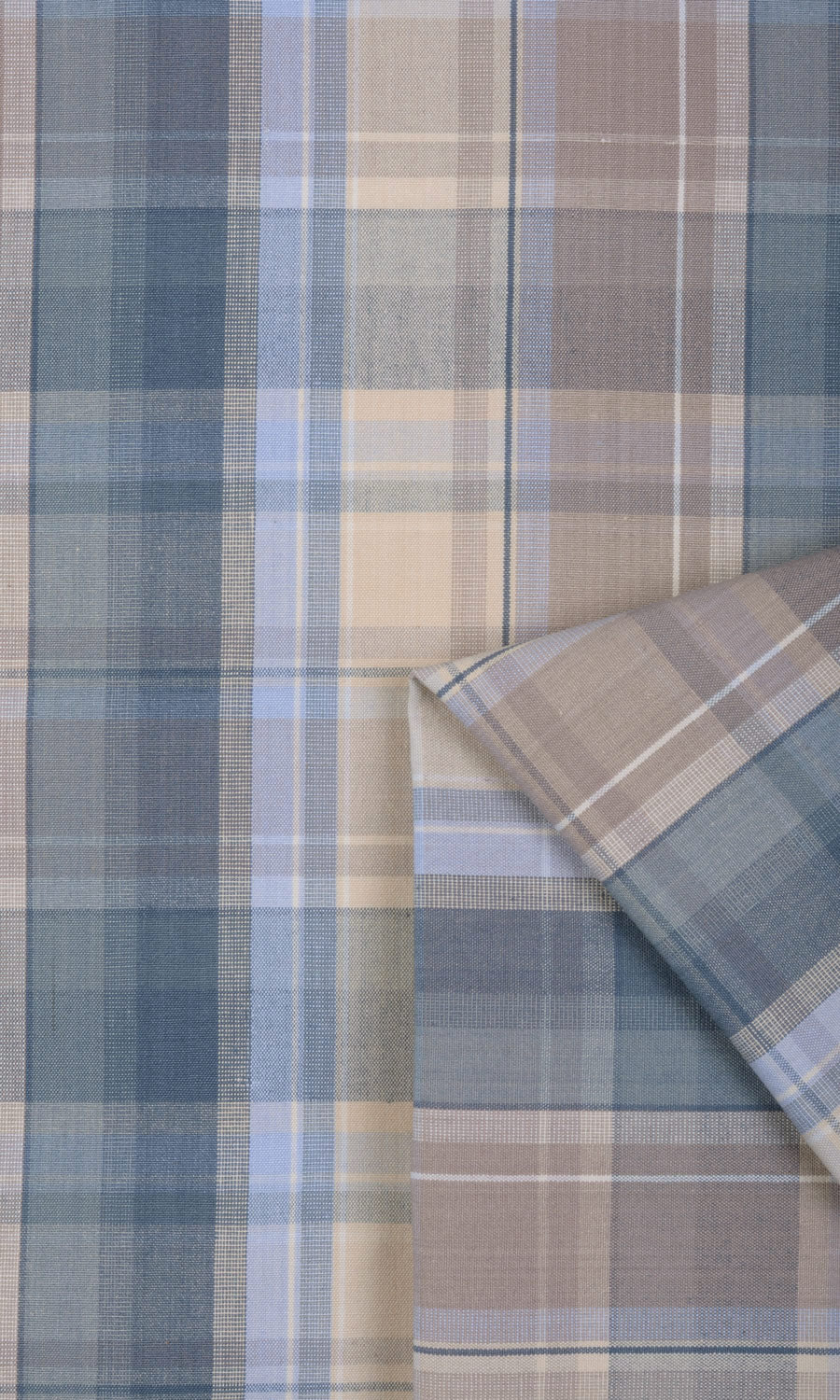 Cotton Fabric By the Metre for Roman Blinds & Shades (Blue/ Brown)