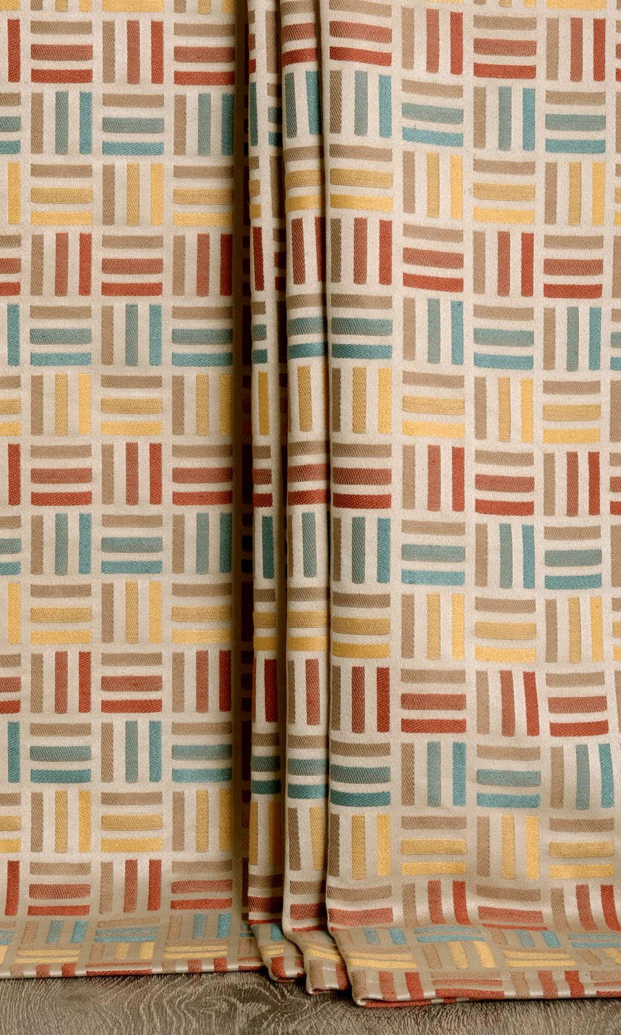 Woven Patterned Window Treatments Fabric By the Metre (Red/ Blue/ Yellow/ Brown)