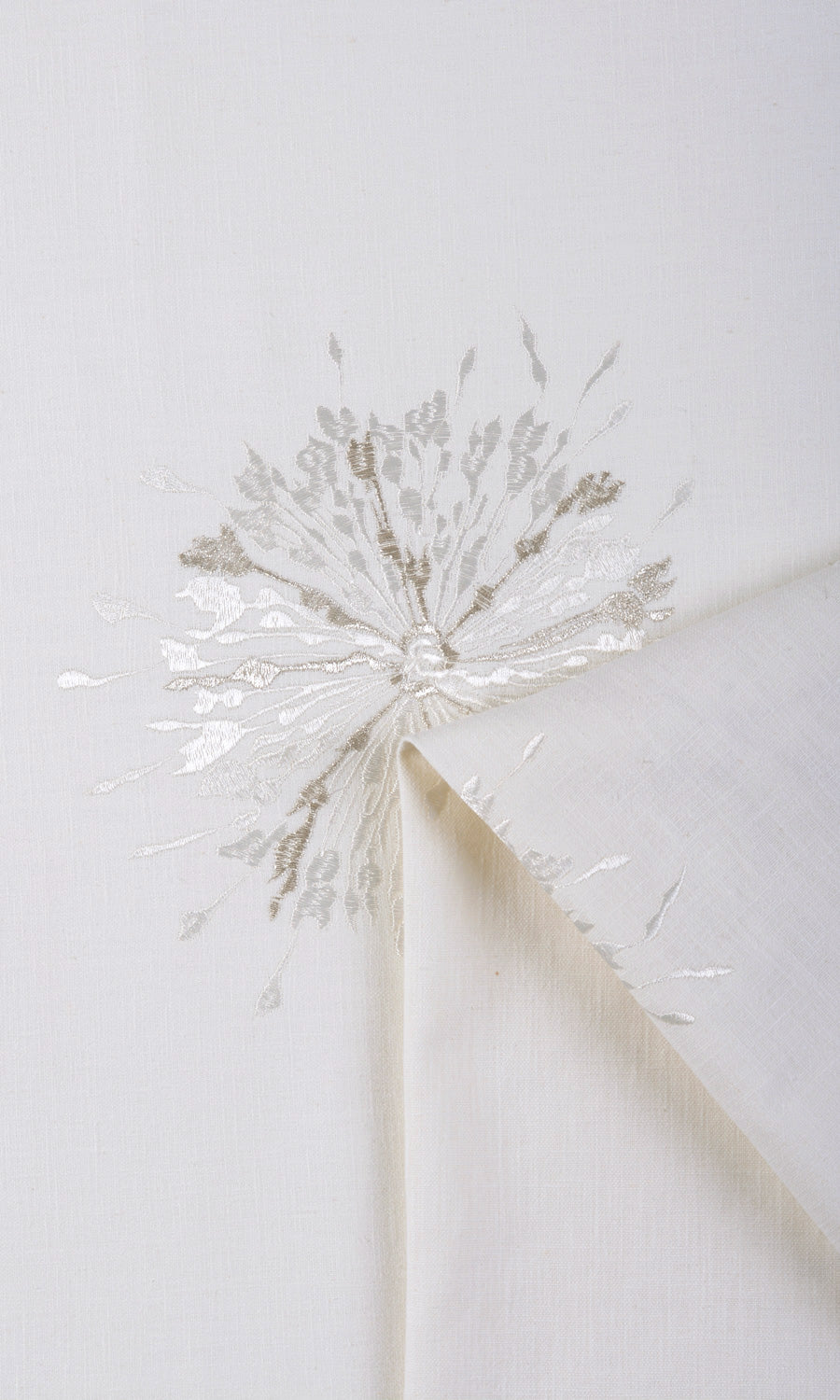 Sunburst Embroidered Free Fabric Material Sample (White/ Pale Gray)
