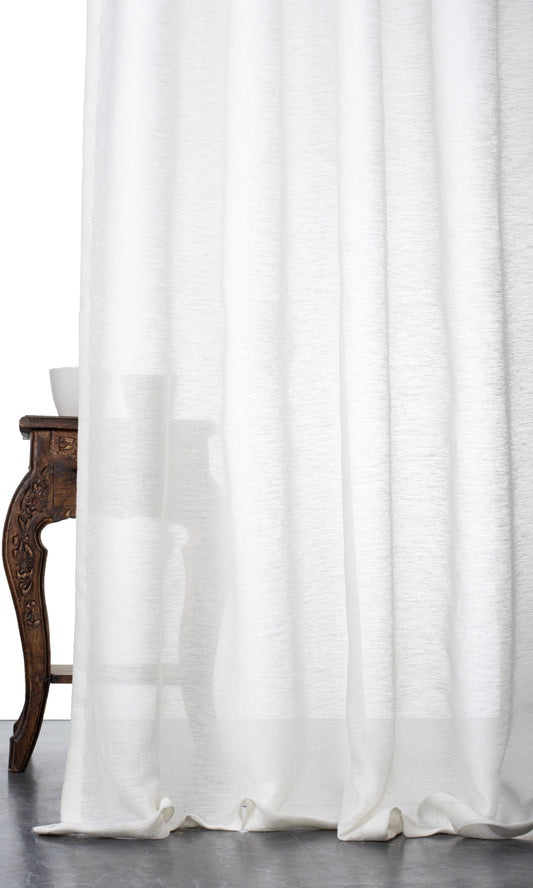 Plain Semi-Sheer Fabric Blinds (White)