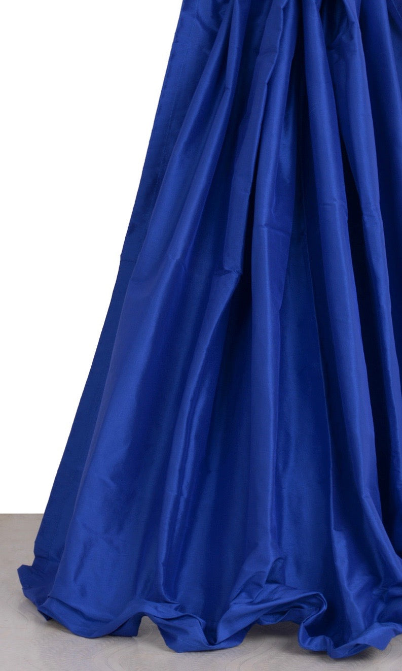 Shantung Silk Roman Blinds (Sapphire Blue) for Living, Bedroom, Kitchen, Bathroom