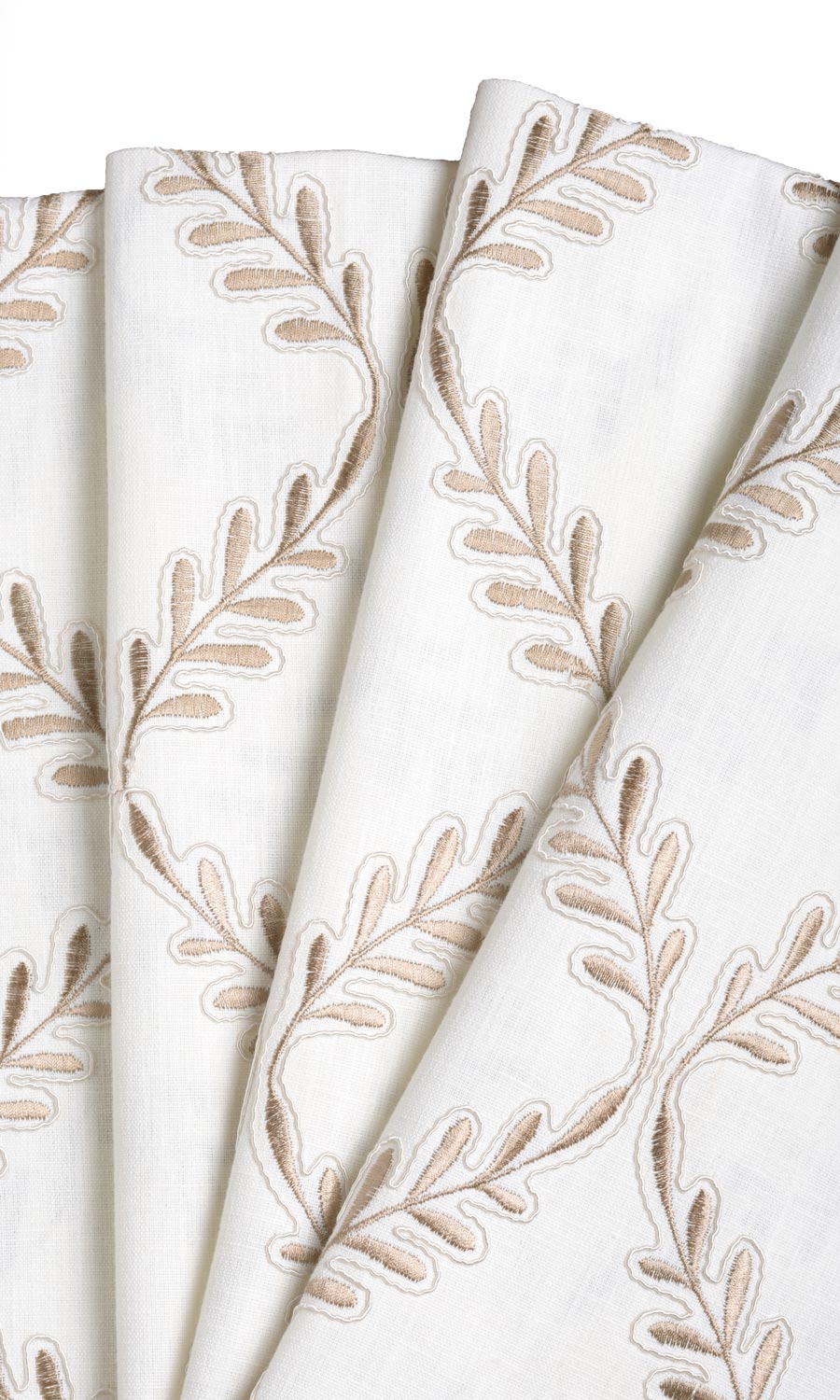 Poly-Linen Embroidered Made-to-Measure Roman Blinds (White/ Cream)