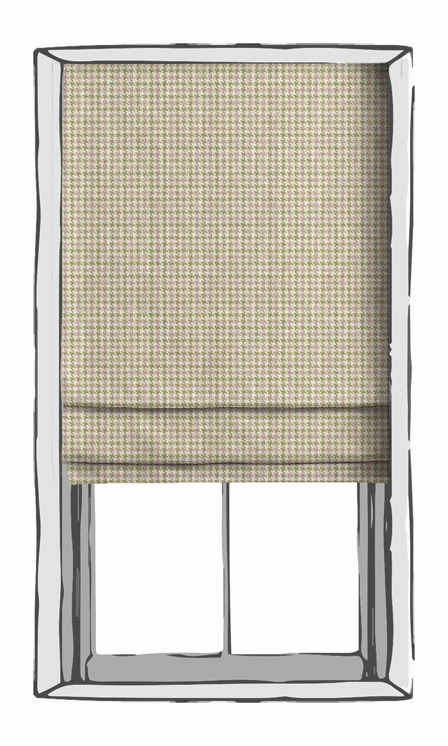 Houndstooth Patterned Shades (Green & Pink) for Living, Bedroom, Kitchen, Bathroom