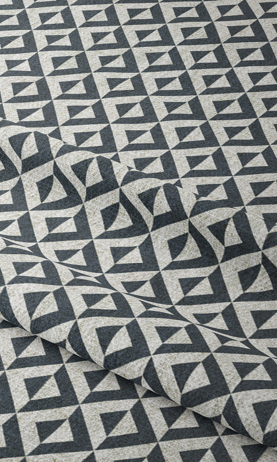 Geometric Print Window Treatments Fabric By the Metre (Petrol Blue/ White)