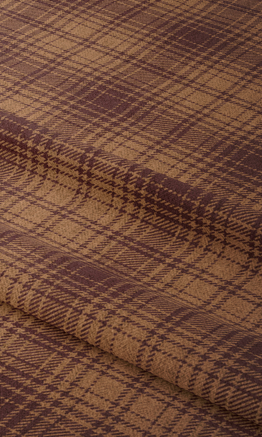 Plaid Fabric Material By the Metre (Muted Orange/ Deep Purple)