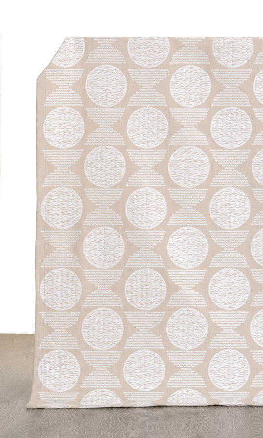 Geometric Patterned Home Décor Fabric Sample (Beige/ White)