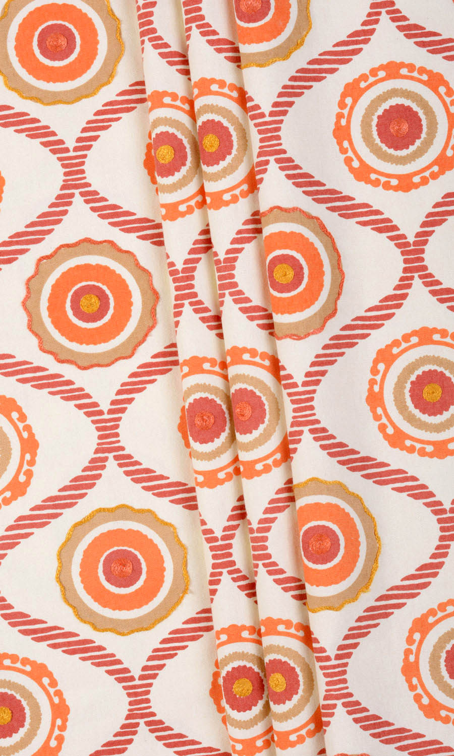Printed Cotton Flat, Plain, Fake, Faux, European Relaxed Roman Blinds (Red/ Orange/ White)