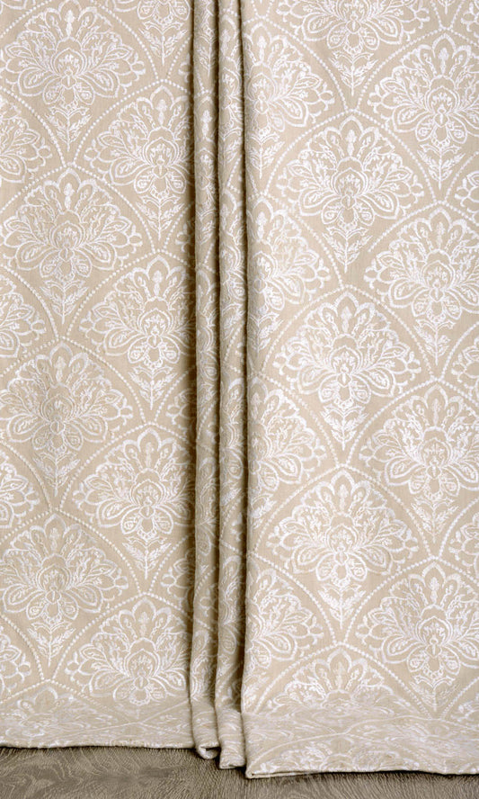 Embroidered Roman Shades (Oatmeal Beige/ White)