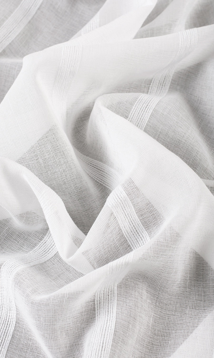 Woven Striped Sheer Fabric Material By the Metre (White)