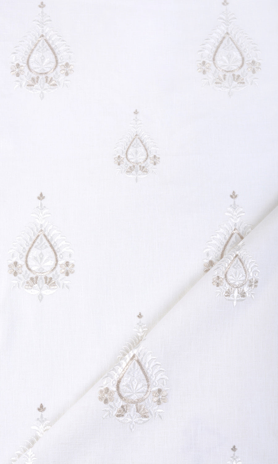 Embroidery Free Fabric Material Sample (Pure White/ Pale Gray)