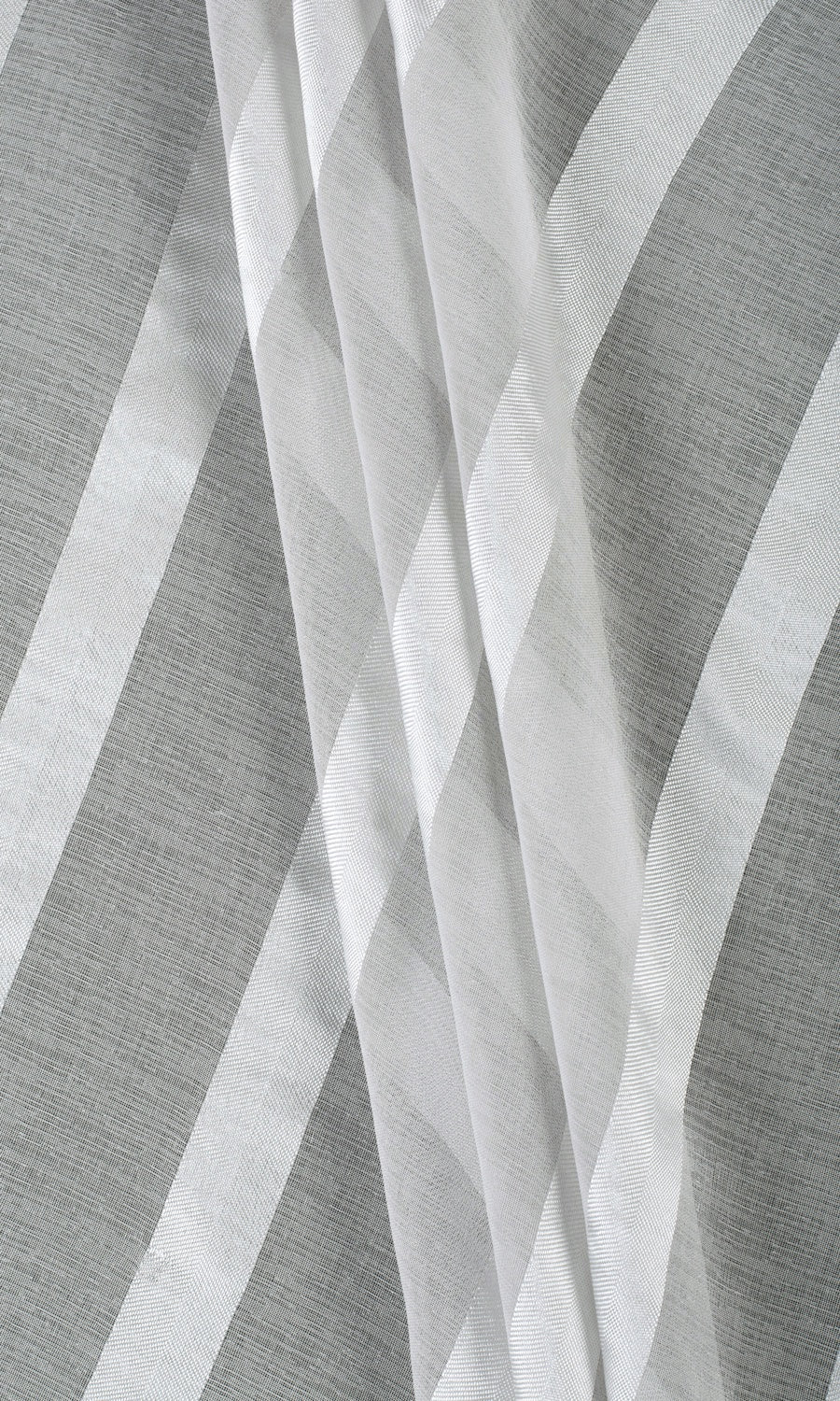 Striped Sheer Fabric Material By the Metre (Grey)