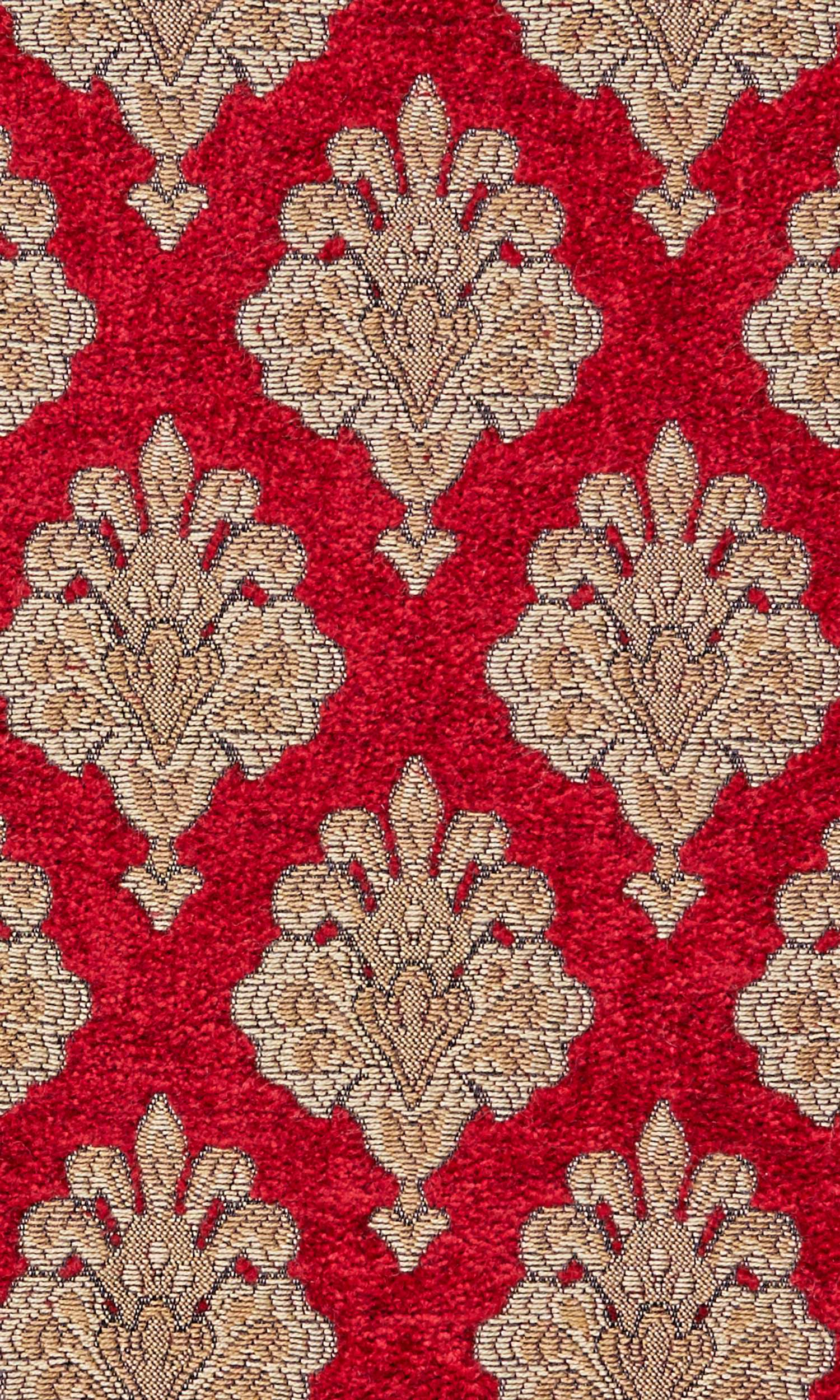 Floral Velvet Home Textile Fabric Material By the Metre (Beige/ Brown/ Red)