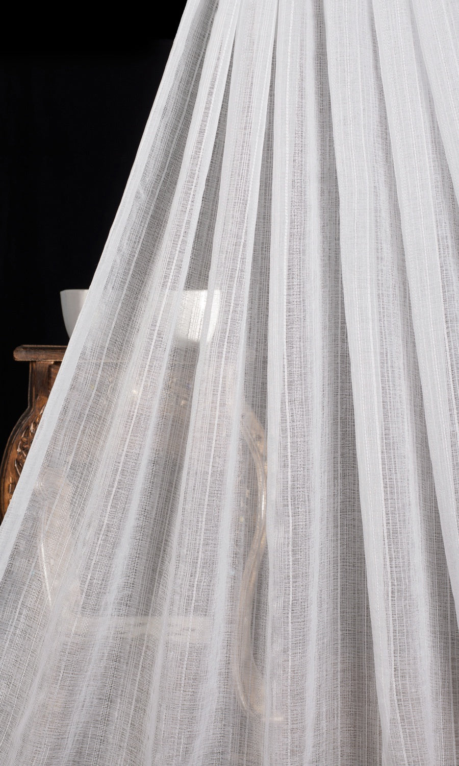 Textured Sheer Home Textile Fabric Material By the Metre (White)