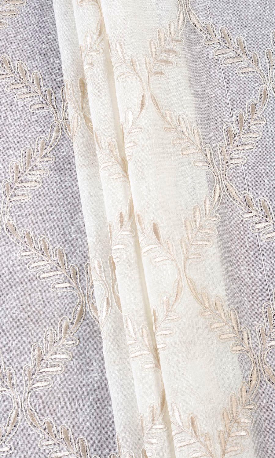 Sheer Floral Embroidered Blinds (White/ Beige) for Living, Bedroom, Kitchen, Bathroom