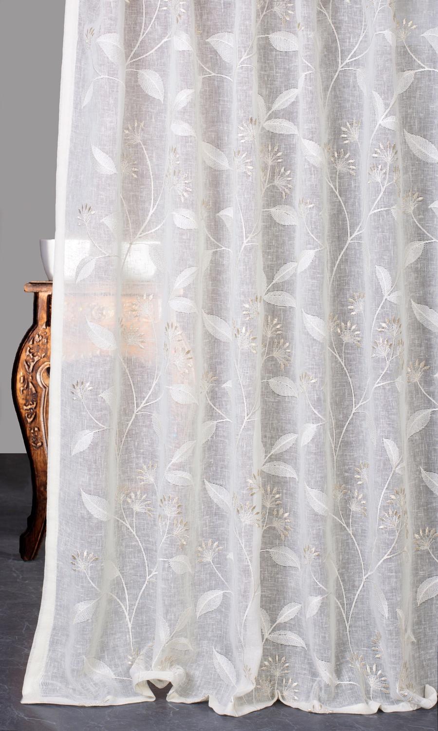 Floral Sheer Blinds (White/ Cream) for Living, Bedroom, Kitchen, Bathroom