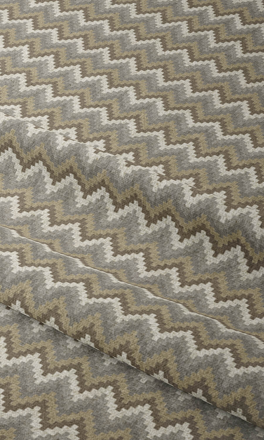 Chevron Patterned Fabric Material By the Metre (Brown/ Grey)