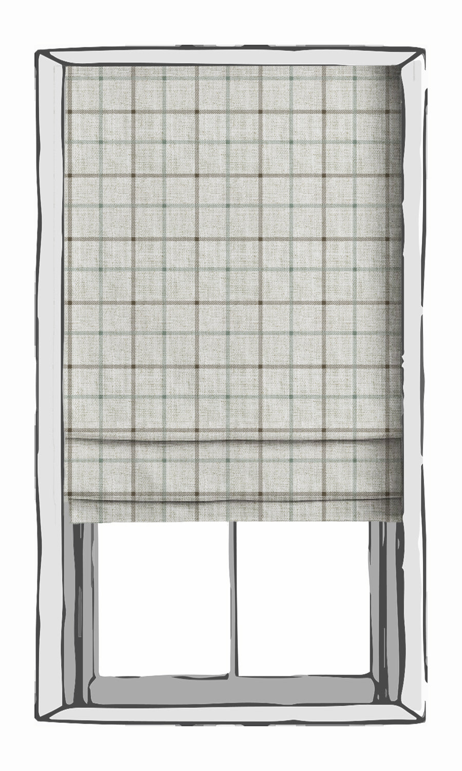 Check Patterned Free Fabric Material Sample (Parchment White/ Blue)