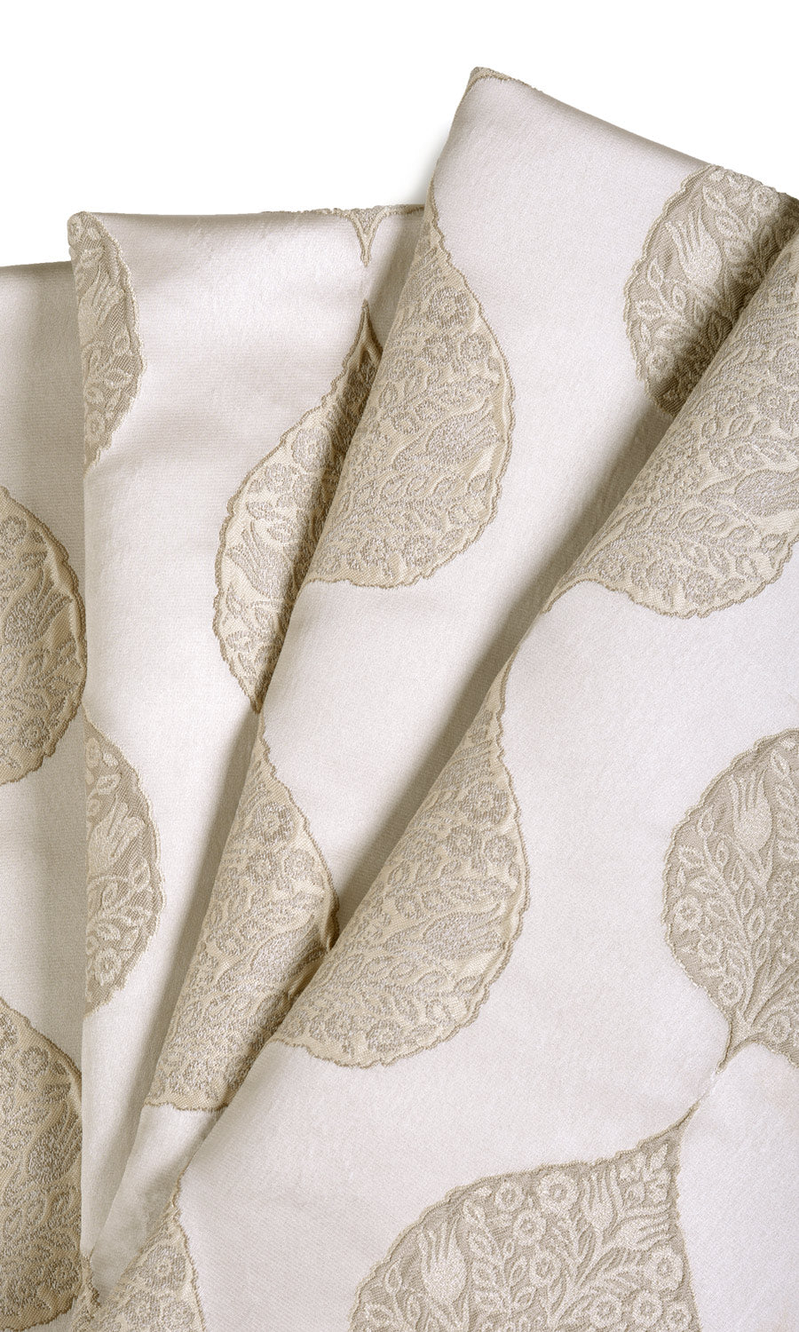 Ogee Patterned Home Textile Fabric Material By the Metre (Ivory/ Beige)