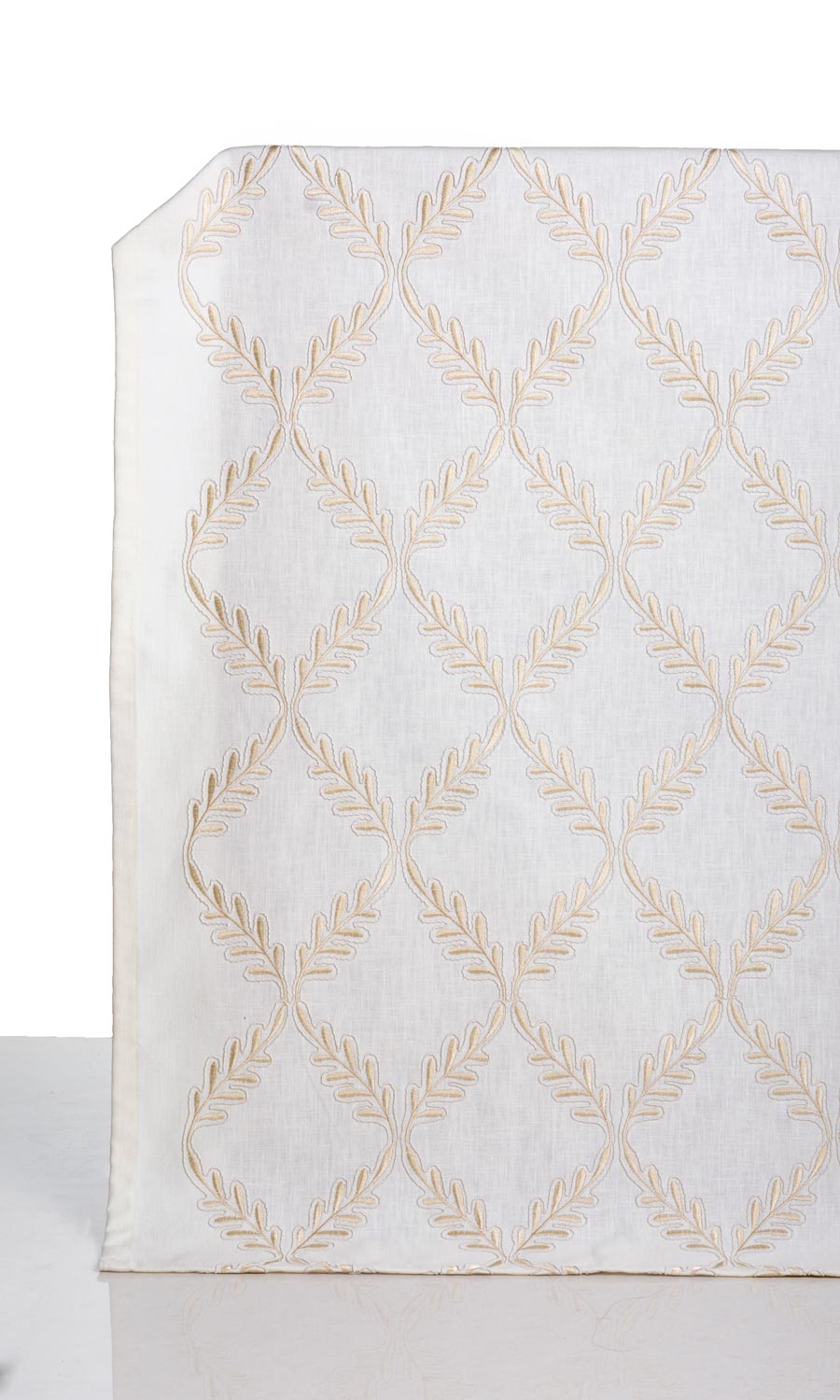 Poly-Linen Embroidered Blinds (White/ Cream) for Living, Bedroom, Kitchen, Bathroom