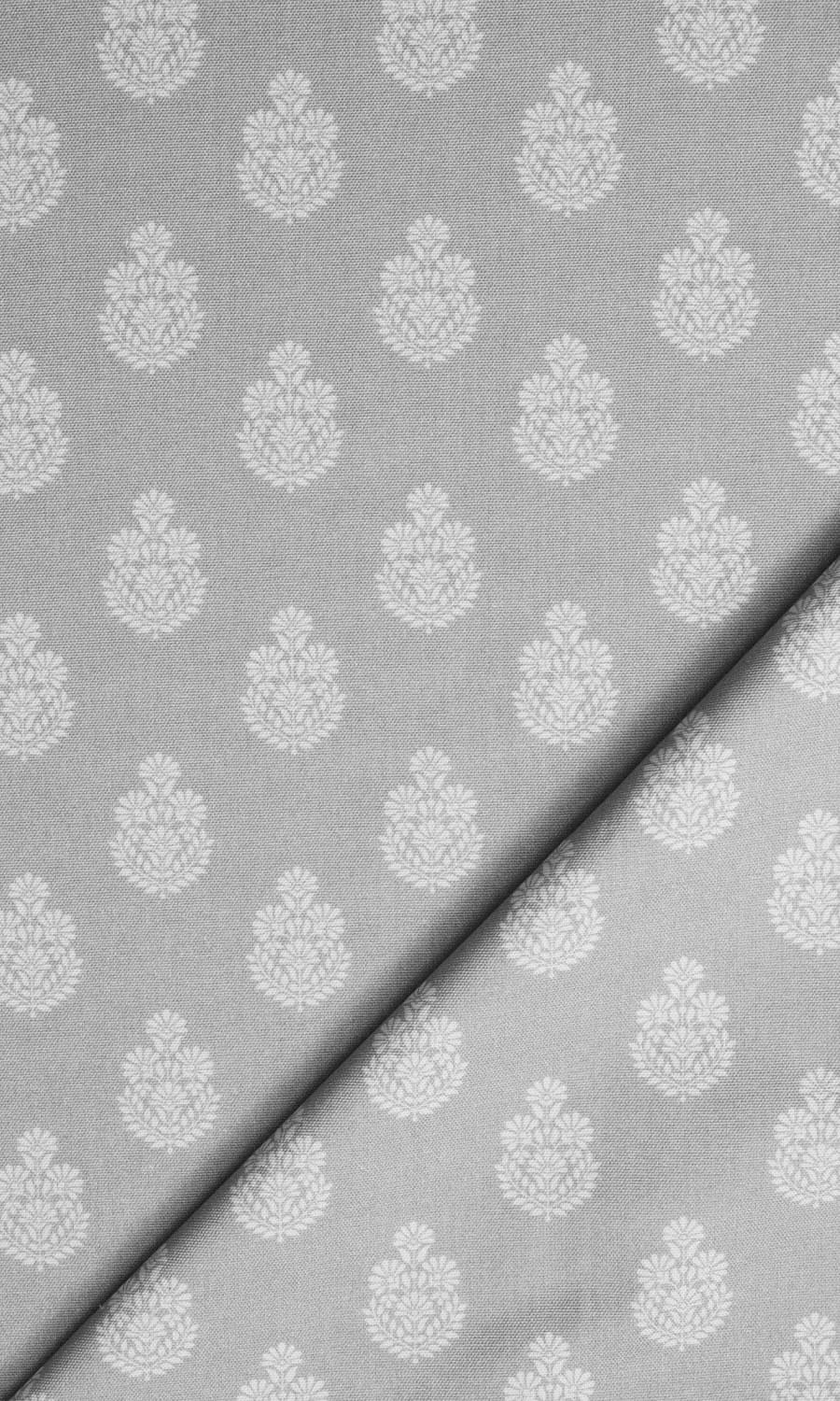 Floral Cotton Flat, Plain, Fake, Faux, European Relaxed Roman Blinds (Silver Grey)