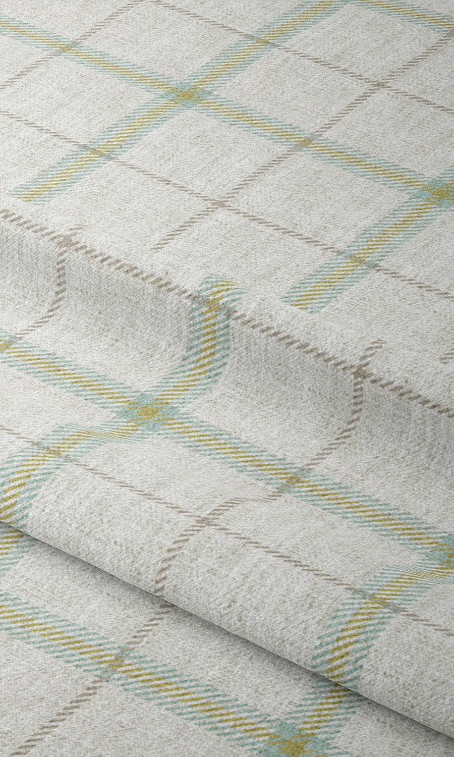 Check Print Home Textile Fabric Material By the Metre (White/ Blue/ Green)