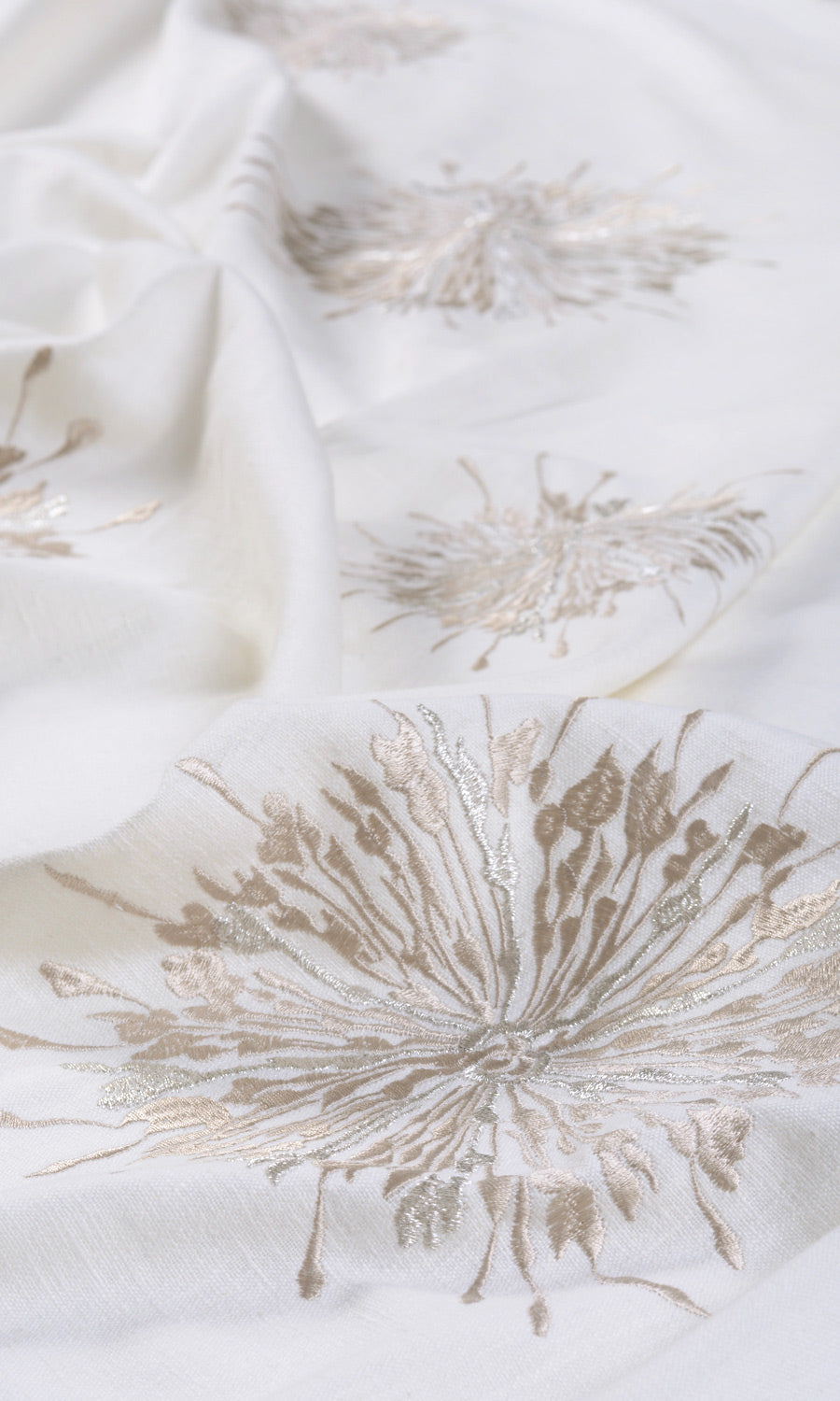 Sunburst Embroidered Any Size Style Roman Blinds (White & Pale Beige)