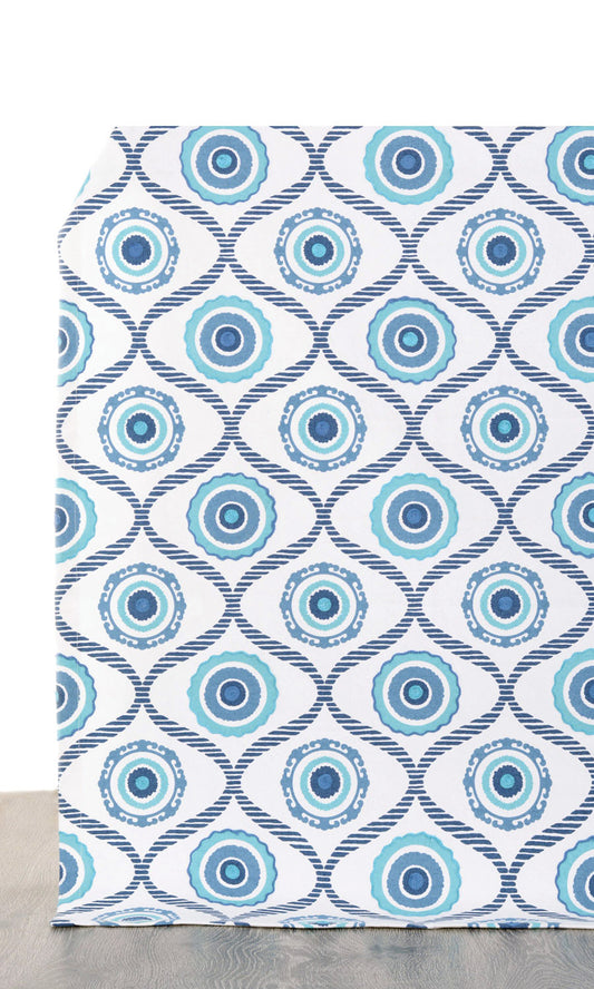 Printed Home Décor Fabric Sample (Blue/ White)