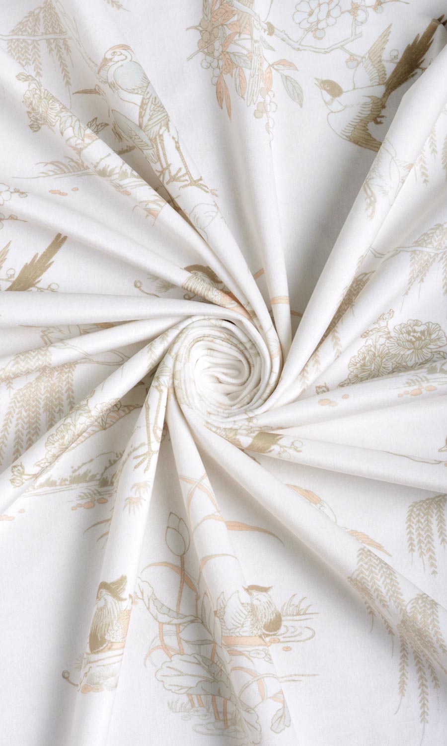 Chinoiserie Toile Velvet Any Size Style Roman Blinds (White/ Ivory)