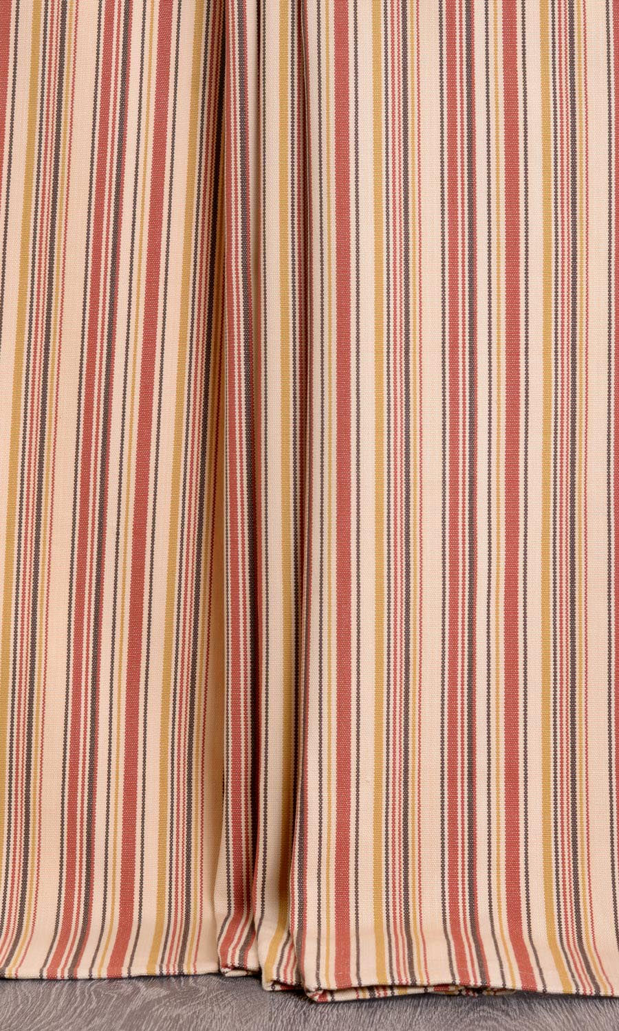 Striped Cotton Home Textile Fabric Material Sample (Beige/ Coral Red)