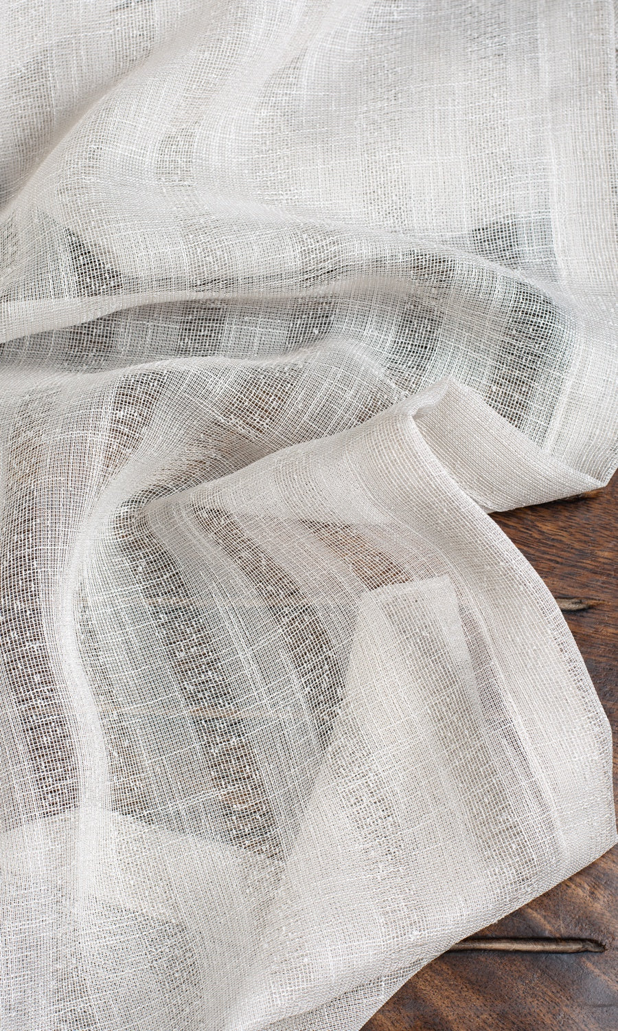 Striped Sheer Window Treatments Fabric By the Metre (White/ Cream)