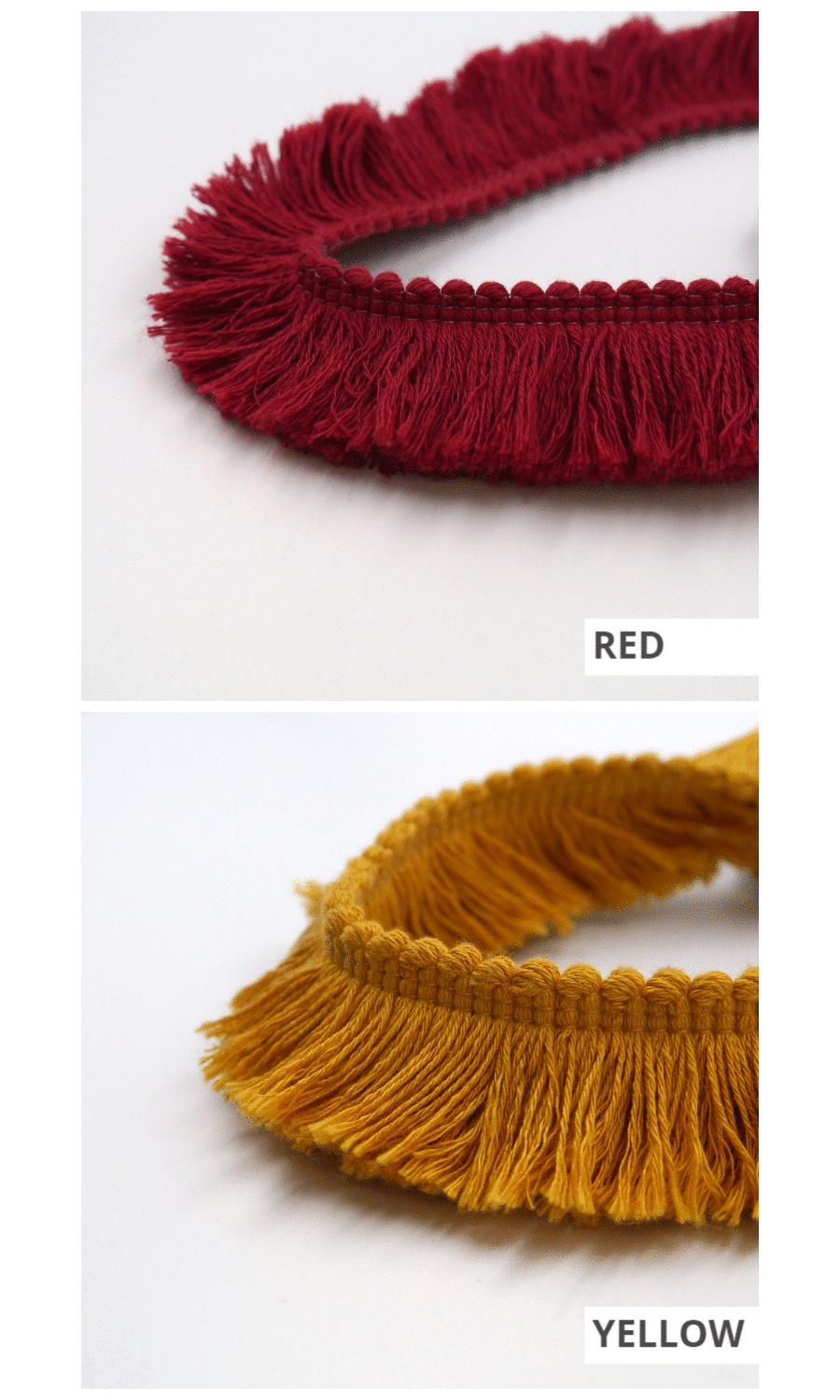 Long fringe trim with roman blinds