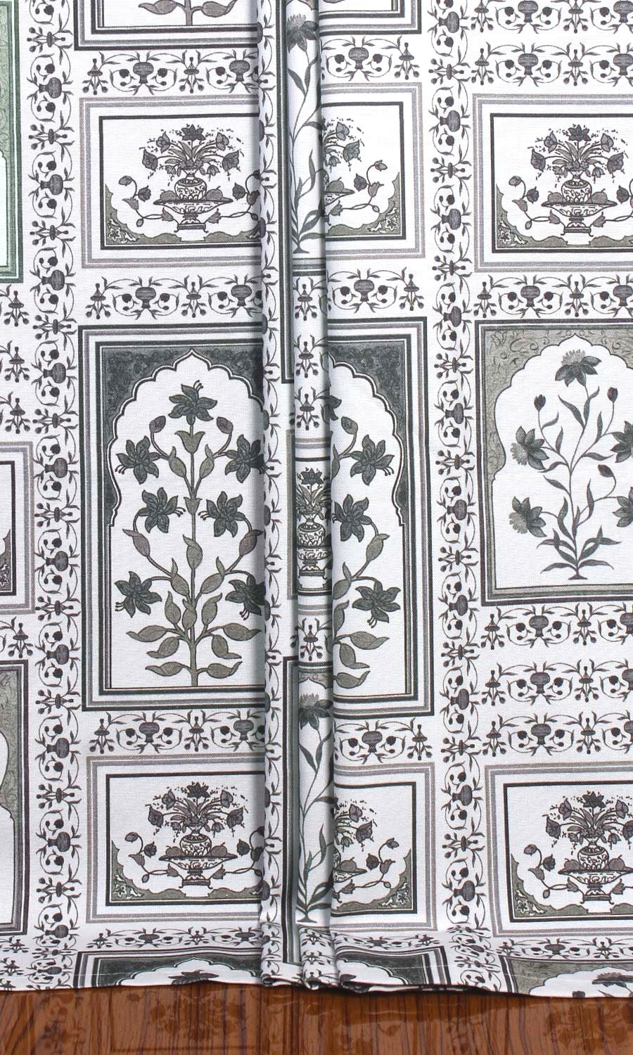 Floral Cotton Roman Shades (White/ Grey) for Living, Bedroom, Kitchen, Bathroom