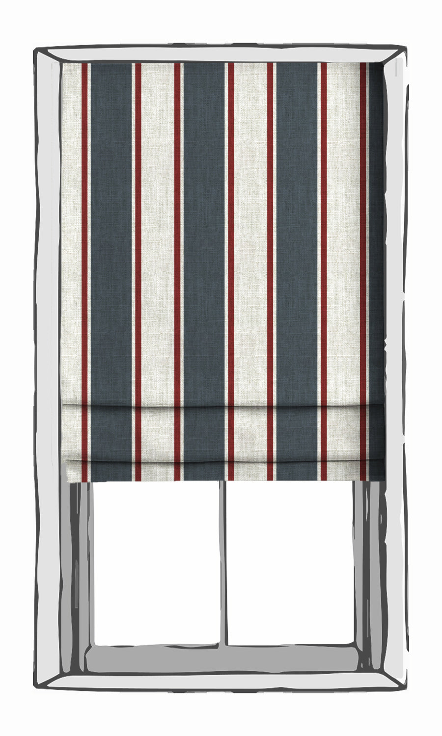 Striped Window Treatments Fabric Sample (Slate Grey/ Red)