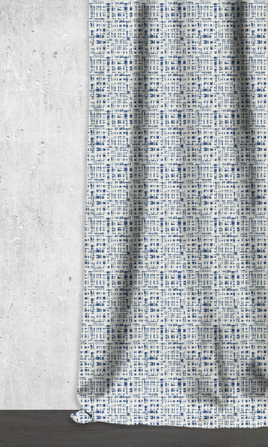 Abstract Print Home Décor Fabric Sample (Eggshell White/ Blue)