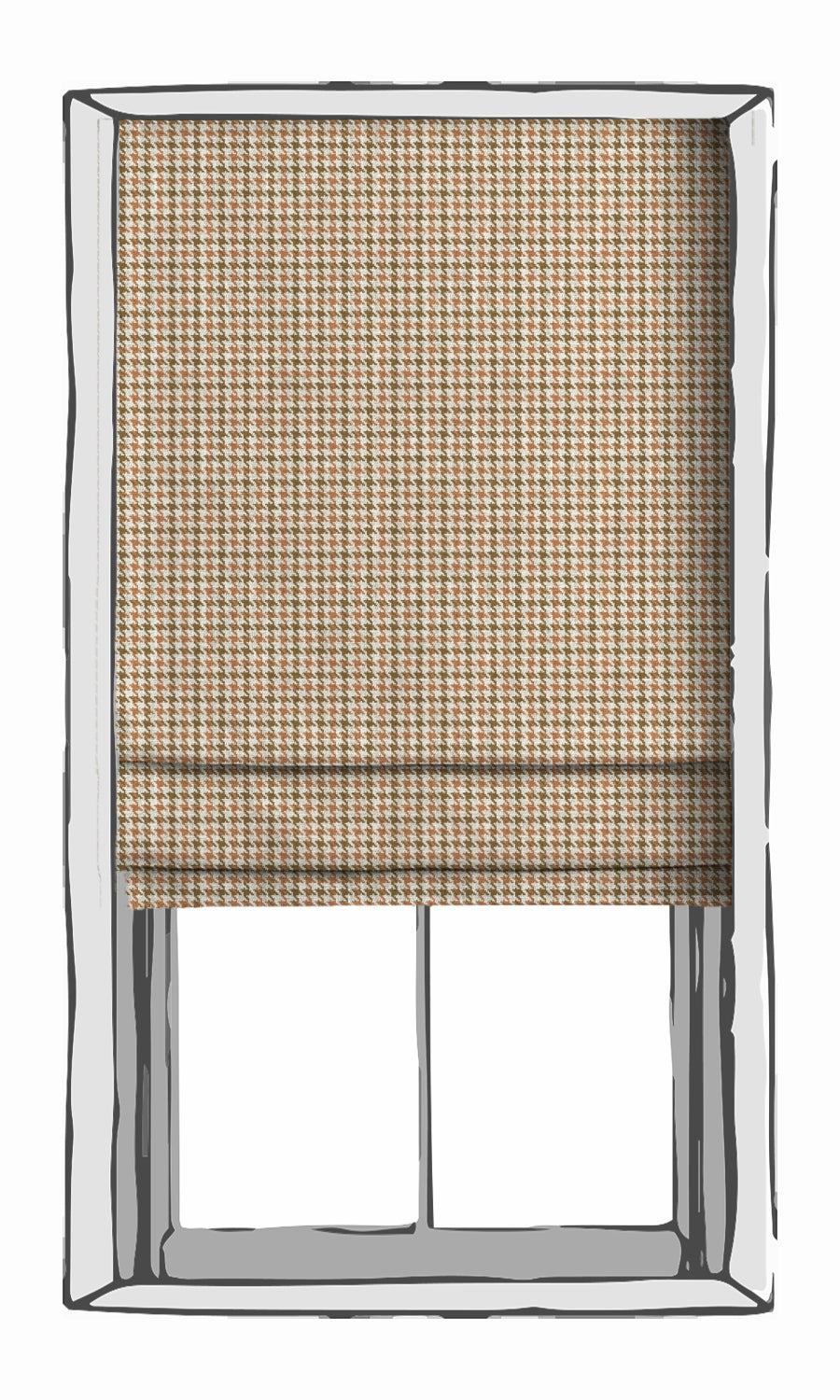 Houndstooth Window Treatments Fabric Sample (Orange & Green)