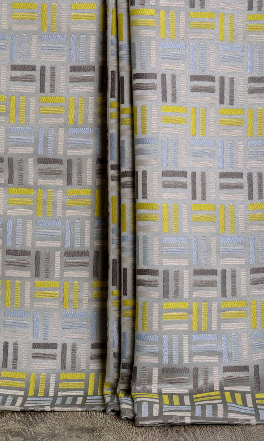 Geometric Patterned Window Treatments Fabric By the Metre (Grey/ Yellow)