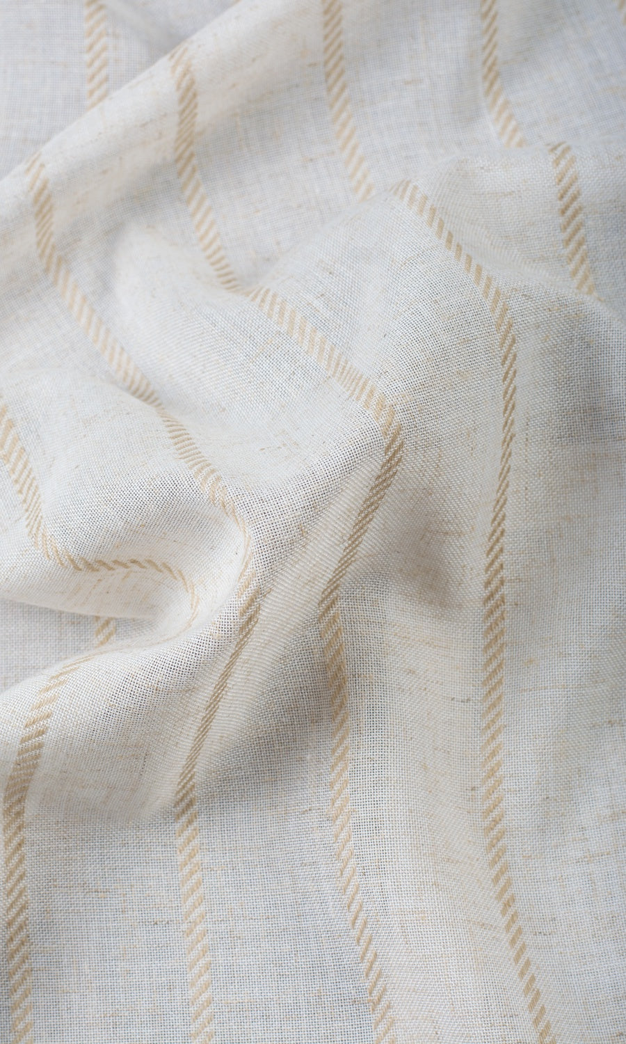 Striped Sheer Linen Blend Made-to-Measure Roman Blinds (White/ Beige)