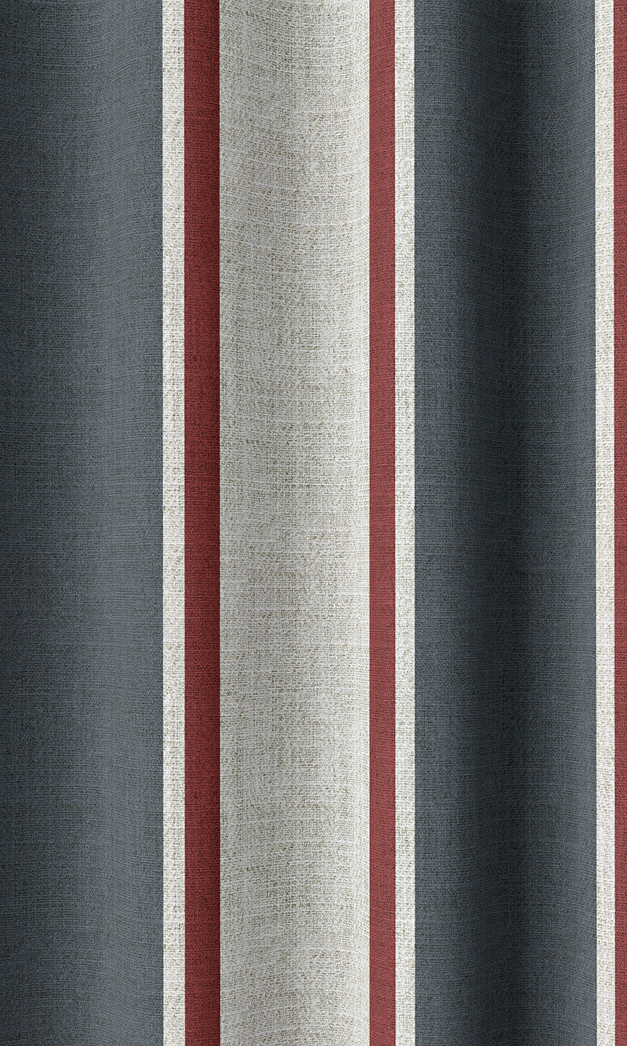 Striped Home Décor Fabric Sample (Slate Grey/ Red)
