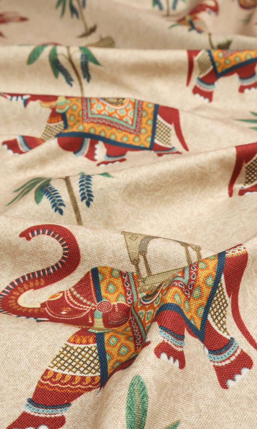 Elephant Print Cotton Made-to-Measure Roman Blinds (Ivory/ Red/ Green)