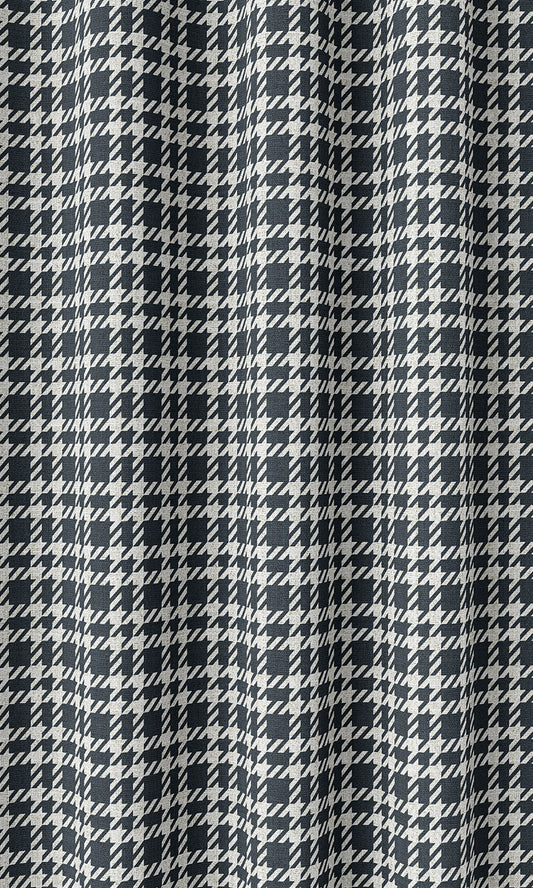 Checkered Home Décor Fabric By the Metre (Midnight Blue/ White)