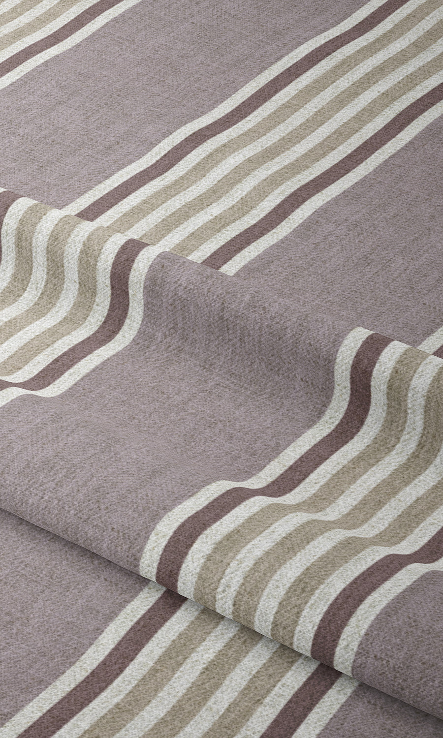 Striped Home Textile Fabric Material By the Metre (Mauve/ Beige/ Ivory)
