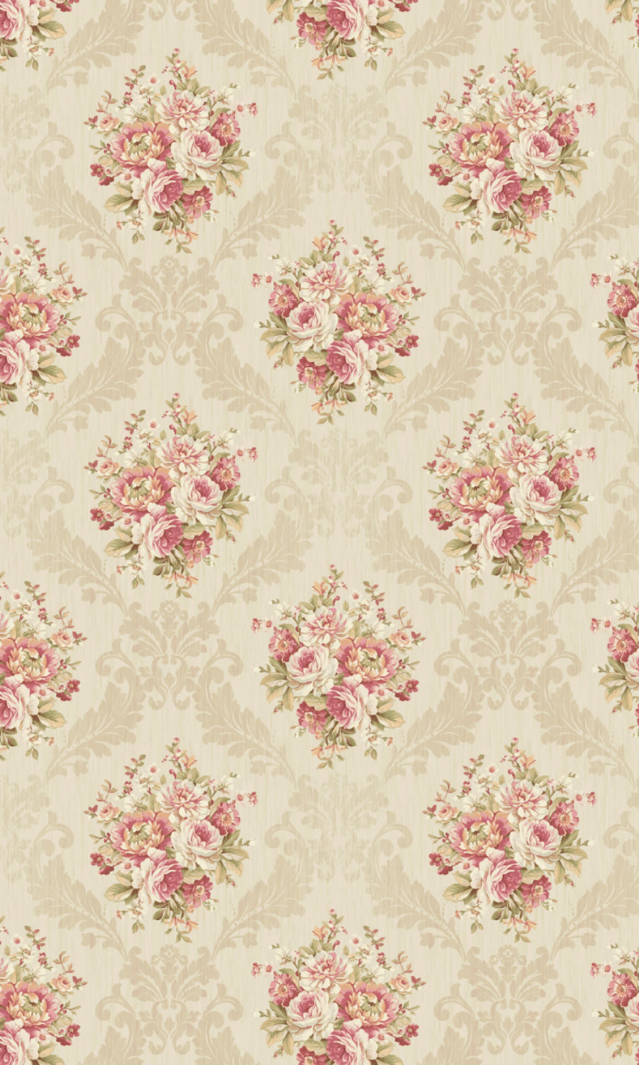 Dimout Floral Flat, Plain, Fake, Faux, European Relaxed Roman Blinds (Pink/ Creamy-Beige)