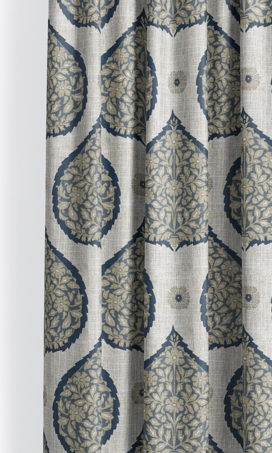 Paisley Fabric Blinds (Navy Blue/ Beige) for Living, Bedroom, Kitchen, Bathroom