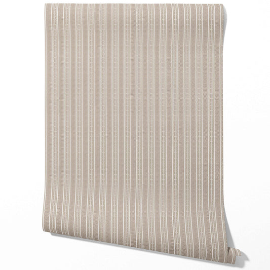 Neutral Geometric Striped Traditional Wallpaper (Beige/ Brown/ Taupe)