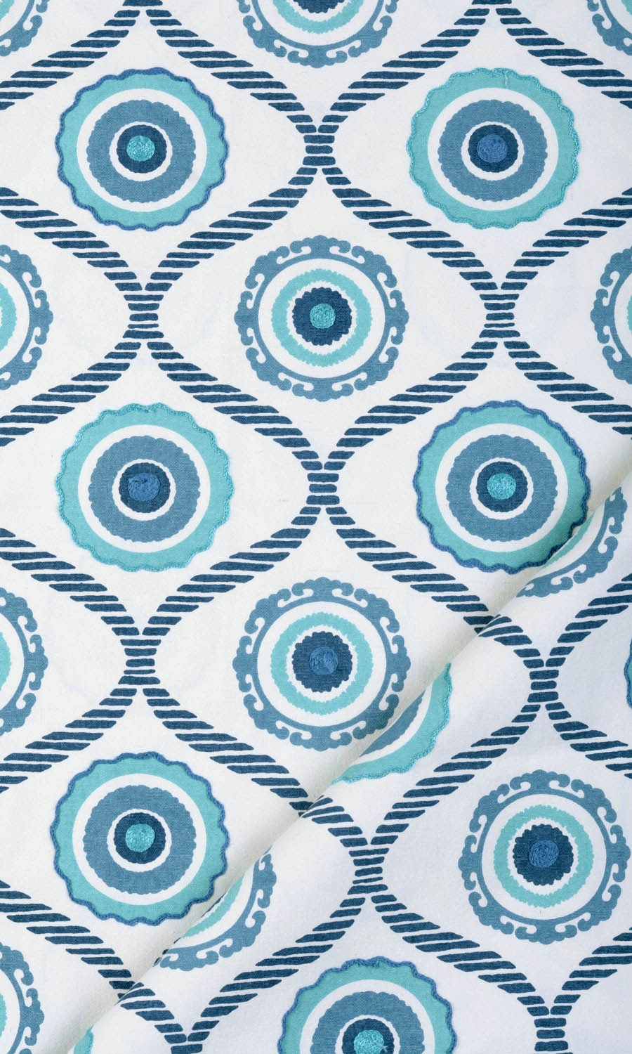 Printed Fabric Blinds (Blue/ White) for Living, Bedroom, Kitchen, Bathroom
