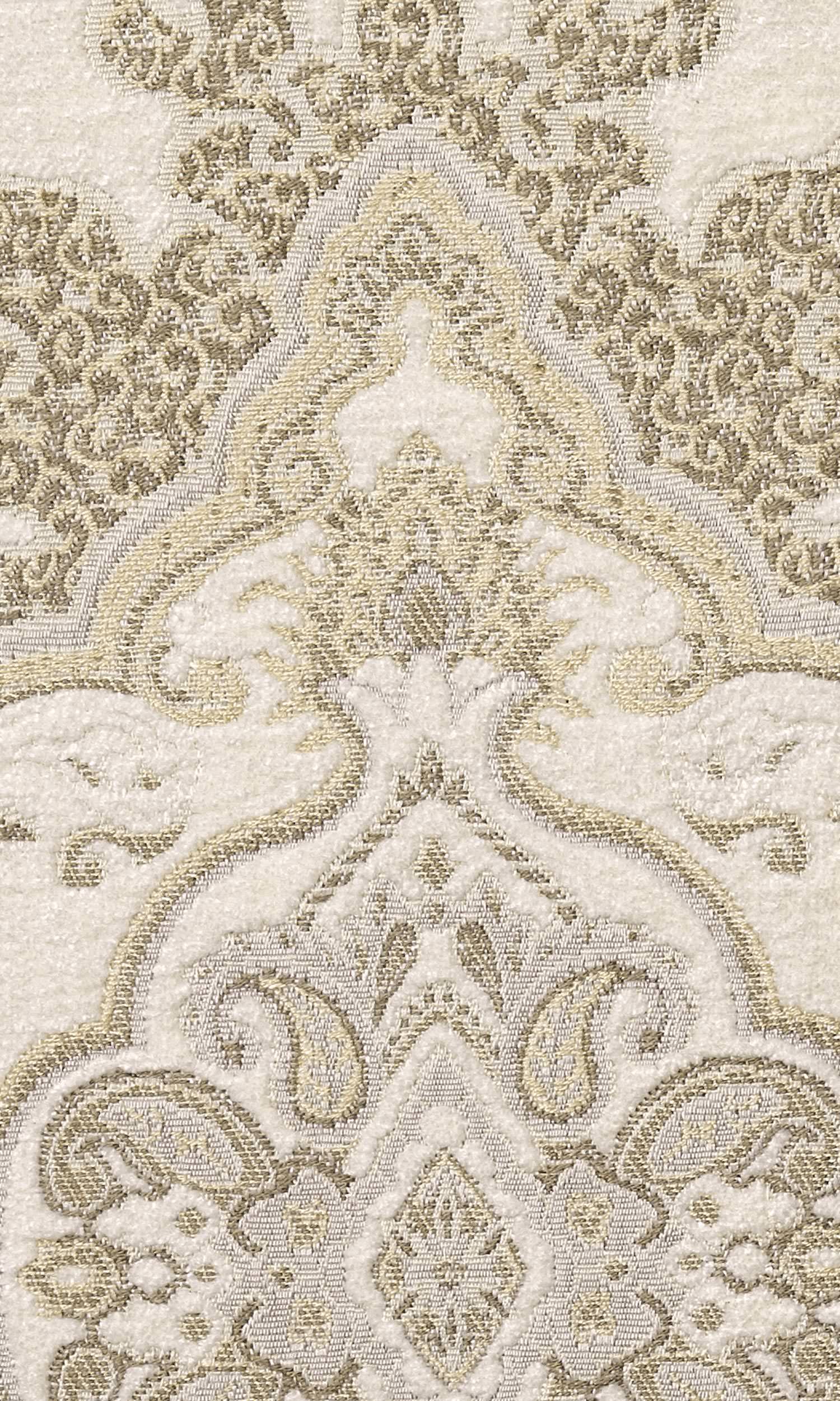 Damask Velvet Home Textile Fabric Material By the Metre (White/ Beige/ Brown)
