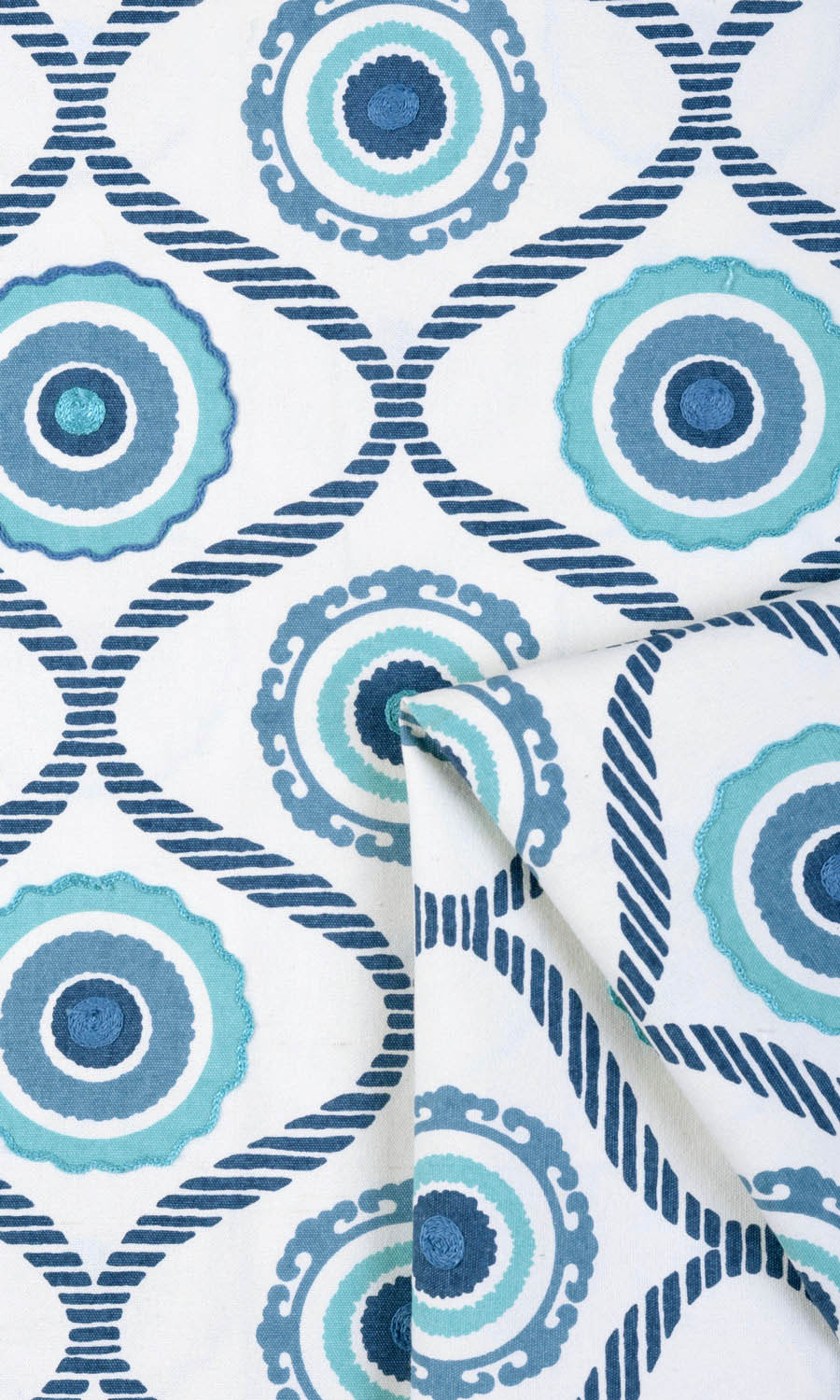Printed Fabric By the Metre for Roman Blinds & Shades (Blue/ White)